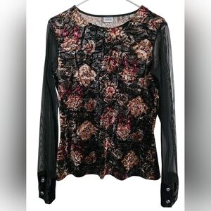 Vintage 90s Whismigoth Velvet Long Sleeve Womens Sz Lrg Top